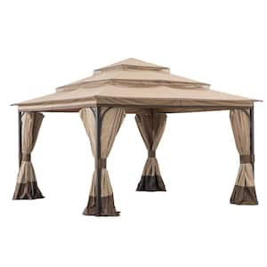 Bethlehem 13 ft. x 13 ft. Steel Gazebo with 3-Tier Tan and Brown Canopy