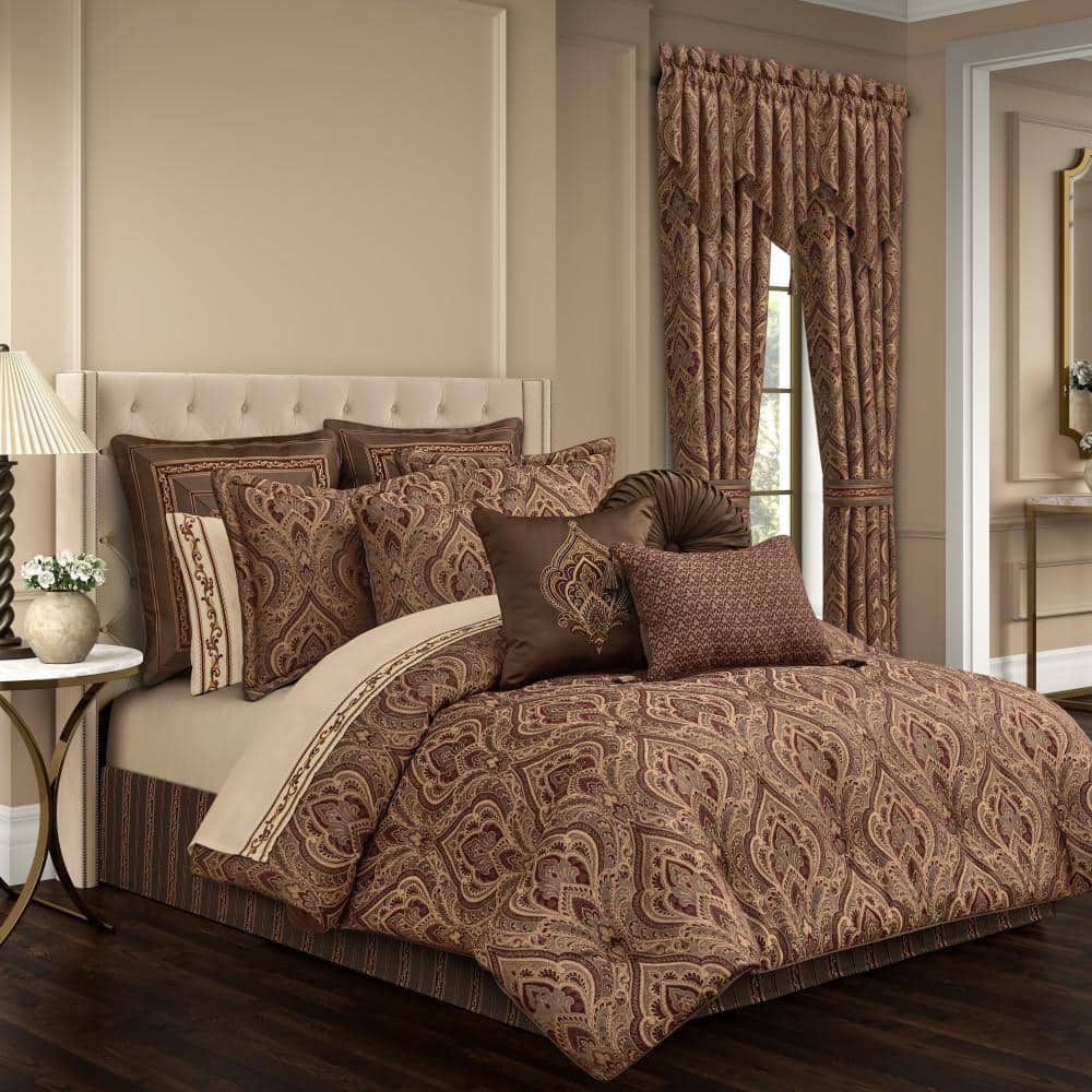 QUEEN STREET NEW YORK Octavia Crimson Polyester Queen 4-Piece