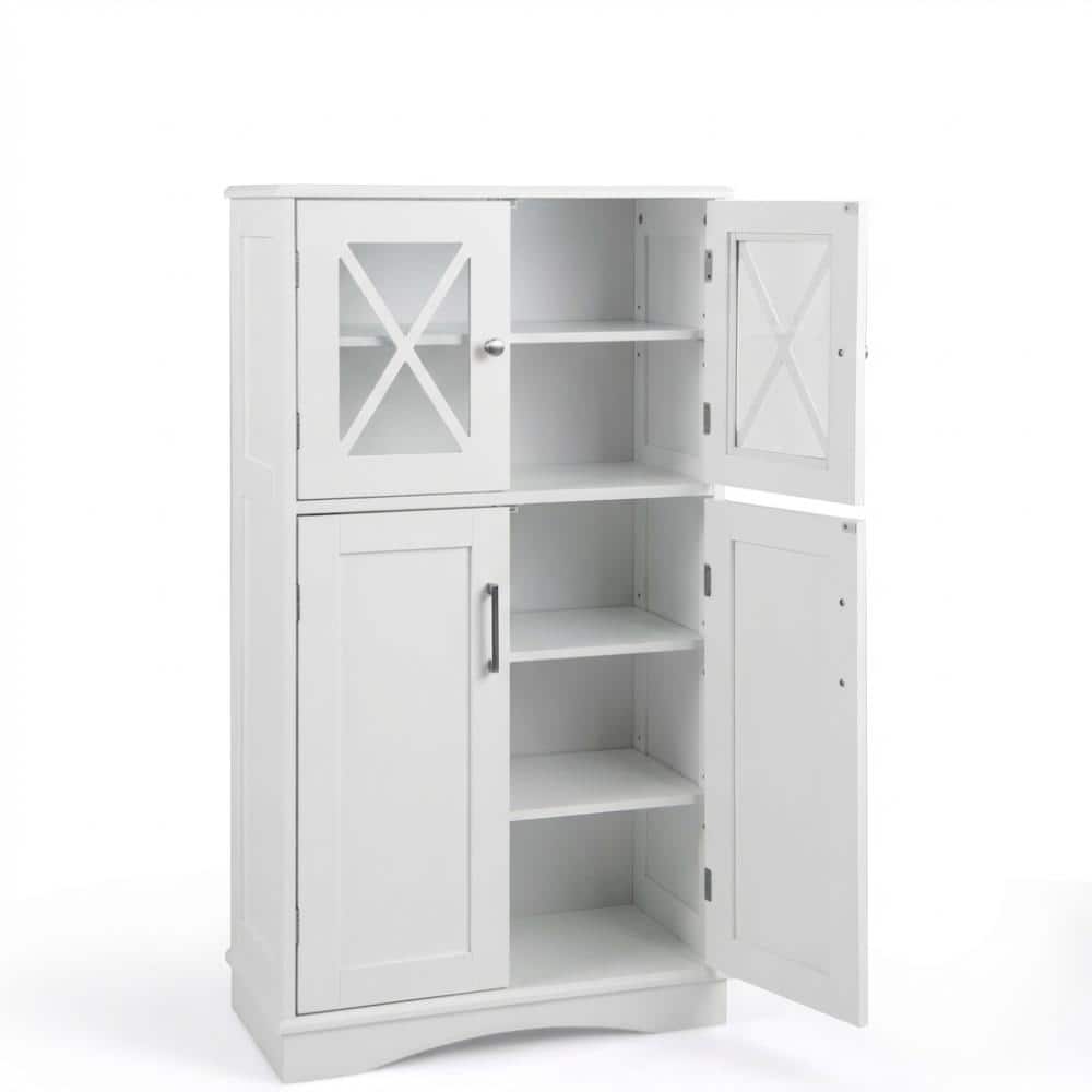 Bathroom Floor Storage Cabinet, 4 Doors with Adjustable Shelves, Freestanding Organizer price history on PriceWatchPro