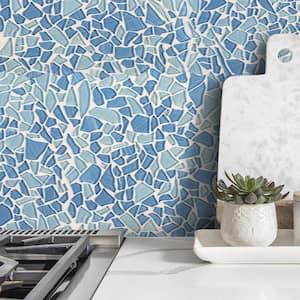 Seaglass Pebble Blue 11.875 in. x 11.875 in. Glossy Glass Mosaic Tile (9.79 sq. ft./Case)