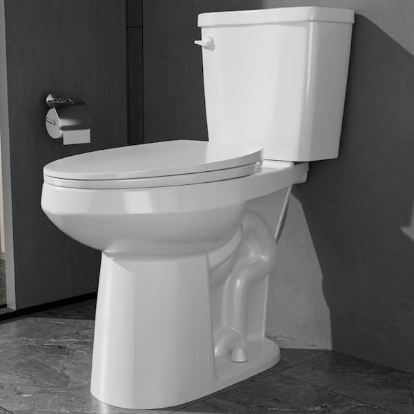 21 in. Extra Tall 2-Piece Toilet 1.28 GPF Single Flush Elongated Toilet in White 12 in. Rough in with Soft Close Seat