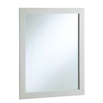 24 in. W x 30 in. H Framed Rectangular Bathroom Vanity Mirror in Semi-Gloss White