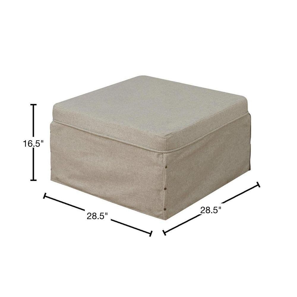 Soft Beige Fabric Folding Bed Ottoman with Metal Frame