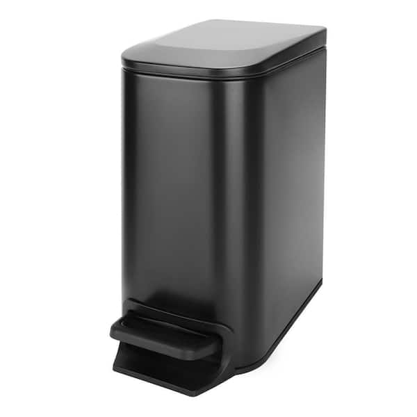 Dracelo Small Bathroom Trash Can with Lid Soft Close in Matt Black