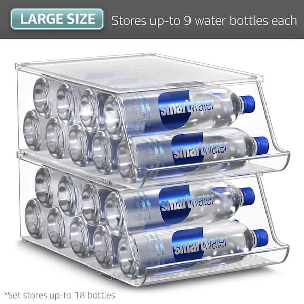 Sorbus 2 Pack Clear Stackable Water Bottle Organizer and Dispenser with  Lids, Can and Bottler Holder, Store 10 Each FR-WTCV2