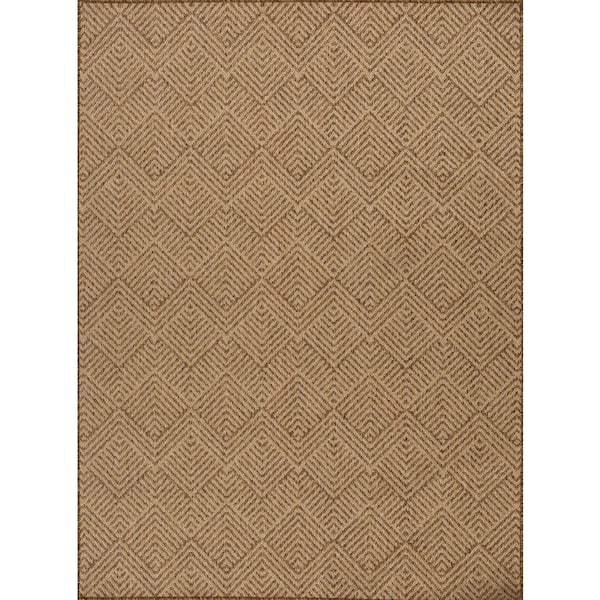 Brown Zig Zag 6 ft. x 9 ft. Indoor/Outdoor Area Rug