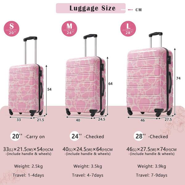 Boyel Living 3-Piece Pink Flowers ABS PC Hardside Spinner Luggage