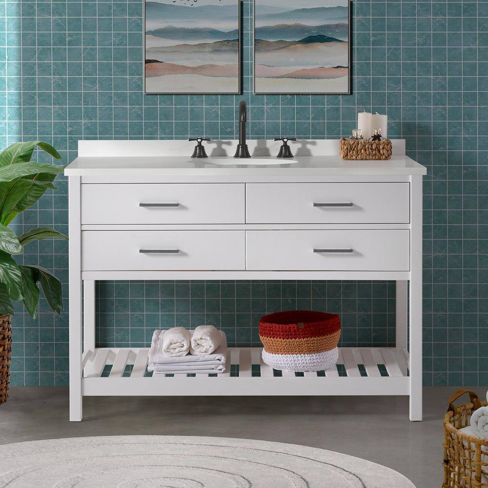 Harrison 48" White Pine Freestanding Vanity Cabinet
