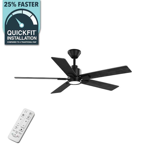 Zandra II 52 in. Indoor/Outdoor Matte Black Ceiling Fan with Light Kit and Remote Included Powered by Hubspace