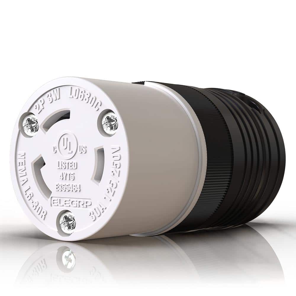 30 Amp 250-Volt NEMA L6-30R Locking Connector, Industrial Grade Grounding Heavy-Duty, Black/White price history on PriceWatchPro