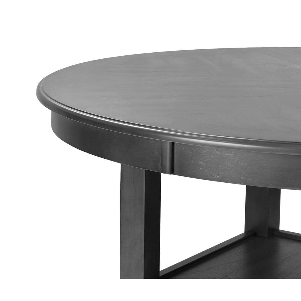 Contemporary 42" Round Gray Dining Set with 4 Padded Chairs
