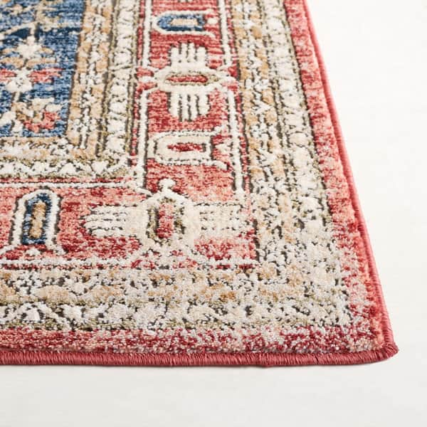 SAFAVIEH Rosewood 8 ft. x 10 ft. Blue/Red Distressed Ornate Area