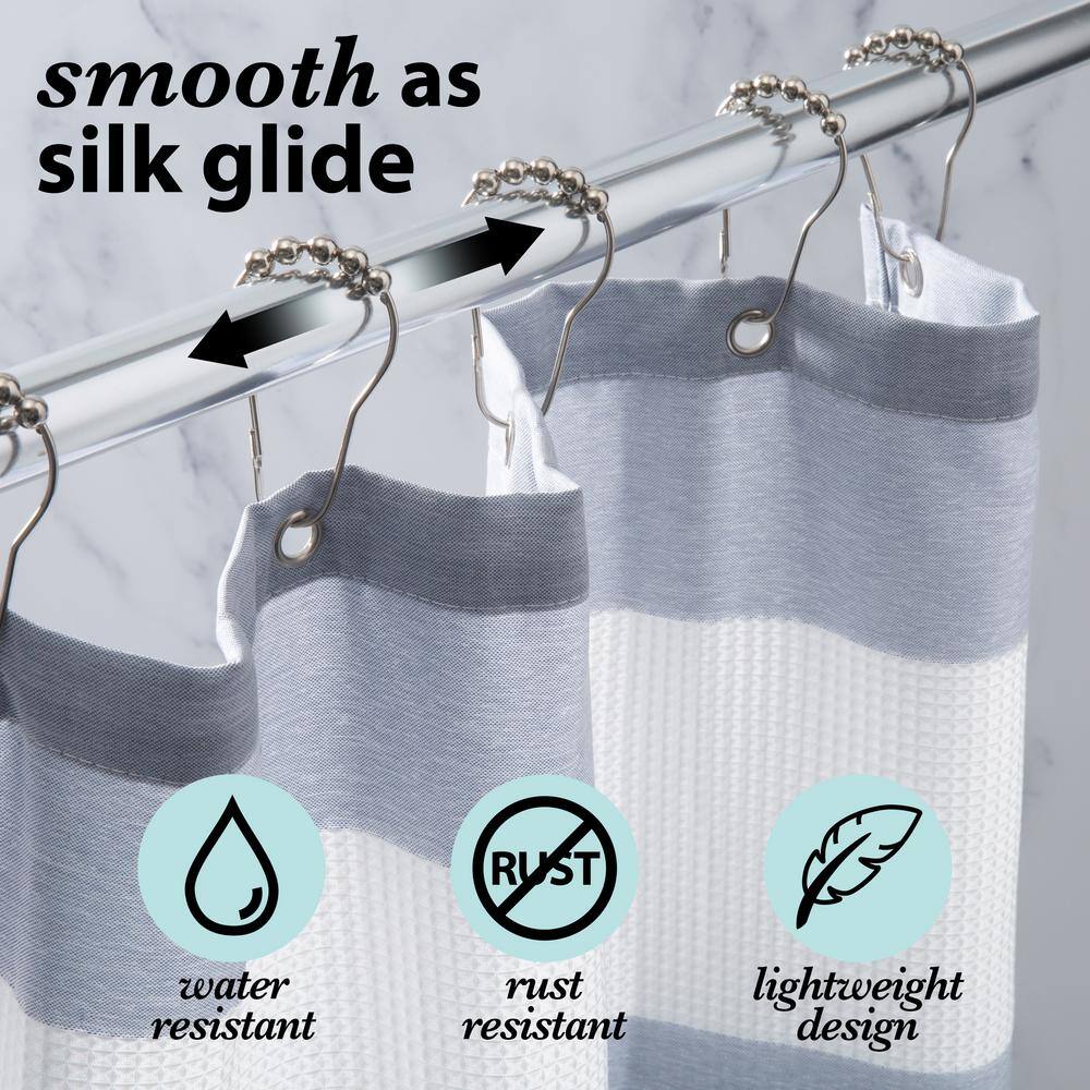Chrome Beaded Moisture-Proof Shower Curtain Hooks