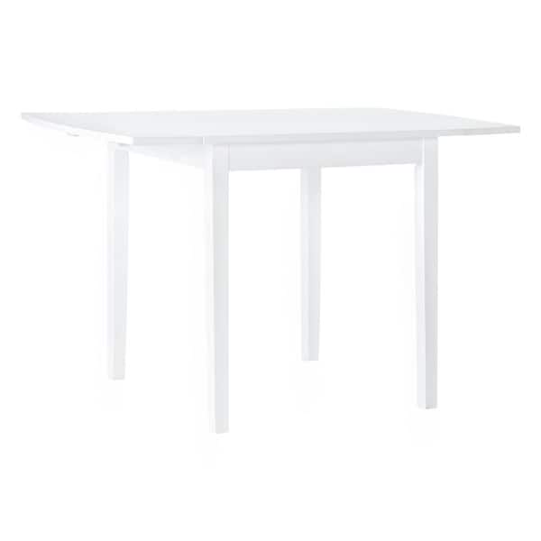 Linon Home Decor Hubbard Drop Leaf White Wood 48 in. 4-Leg Dining Table Seats 4