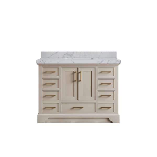 Willow Collections Charlotte 48 in. Single Sink Freestanding Fine Grain Bath Vanity with Venatino Qt. Top Unassembled