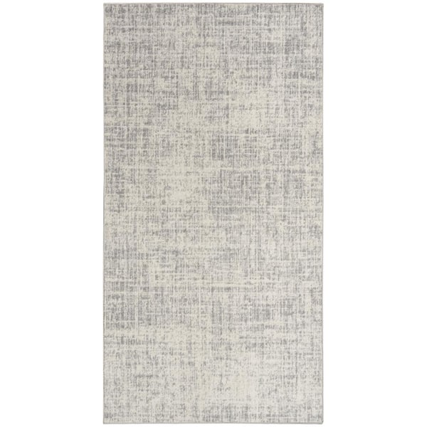 CALVIN KLEIN Currents Ivory Grey 3 ft. x 5 ft. Abstract Contemporary Area Rug