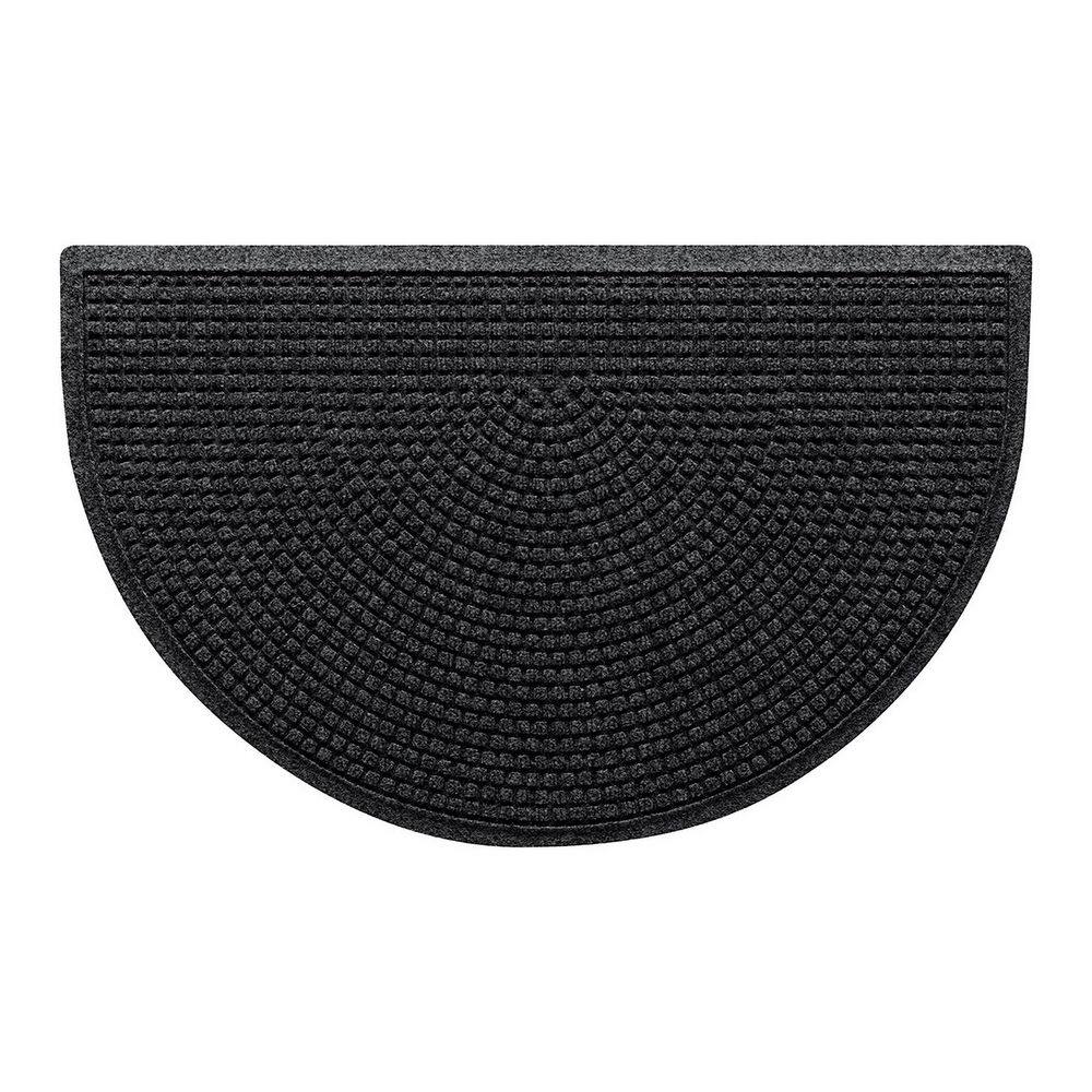 Waterhog Squares 24 in. x 39 in. Indoor Outdoor PET Polyester Half Round Doormat Charcoal price history on PriceWatchPro