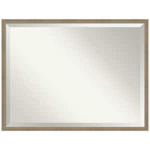 Florence Light Brown 41.75 in. x 31.75 in. Beveled Casual Rectangle Framed Wall Mirror in Brown