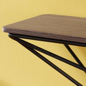 Wood and Black Metal Wall-Mount Geometric Floating Shelf (Set of 2)