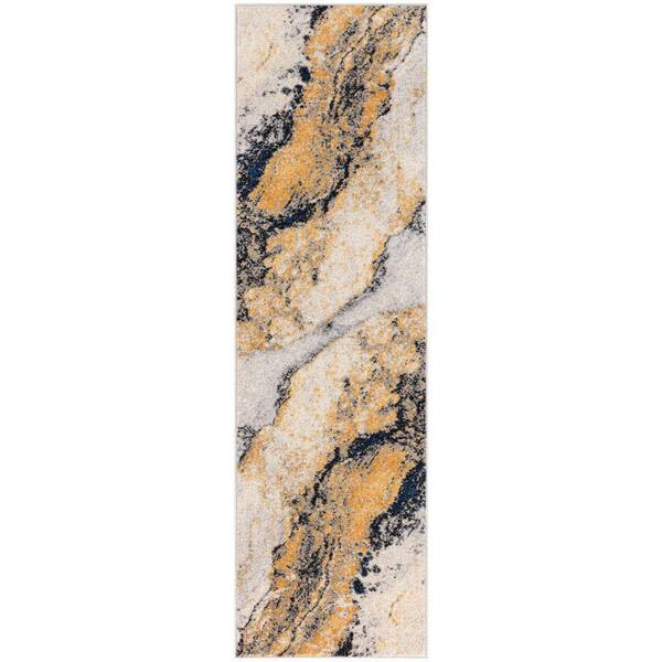 Nourison Passion Ivory Multicolor 2 ft. x 10 ft. Abstract Contemporary Runner Area Rug