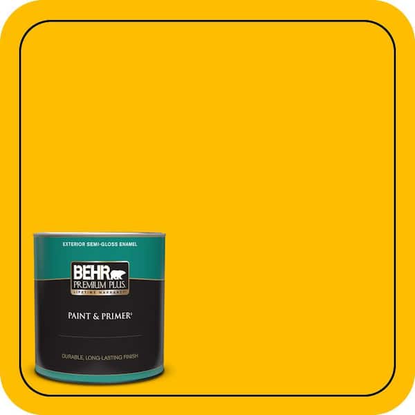 BEHR PREMIUM PLUS 1 qt. #340B-7 Empire Yellow Semi-Gloss Enamel Exterior Paint & Primer