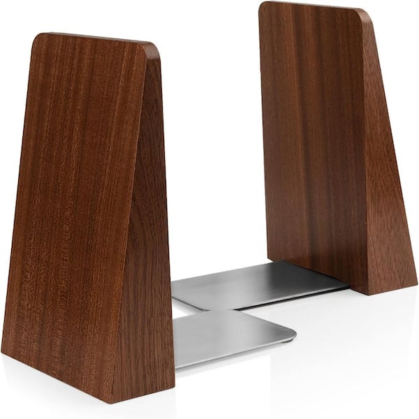 Brown Large Heavy Duty Wood Bookends for Shelves Decorative Book End for Heavy Books