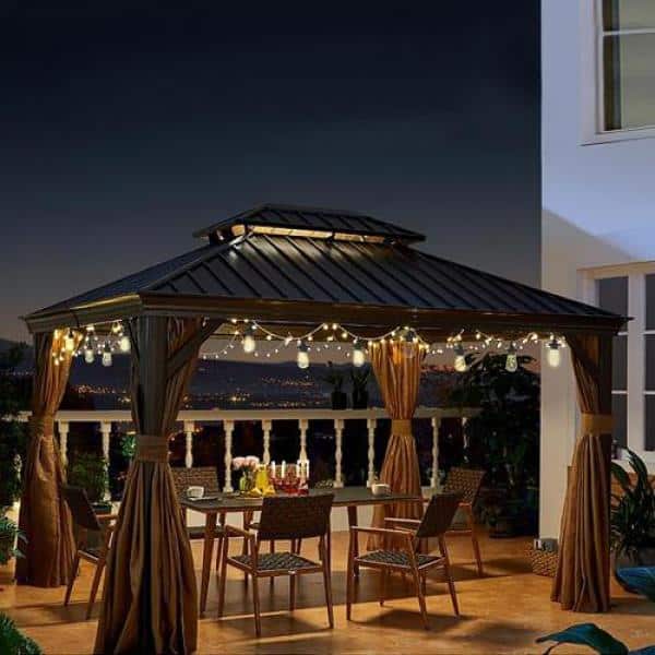 Outdoor 36 ft. Solar Lantern Bulb LED String Lights with Dual Mounting