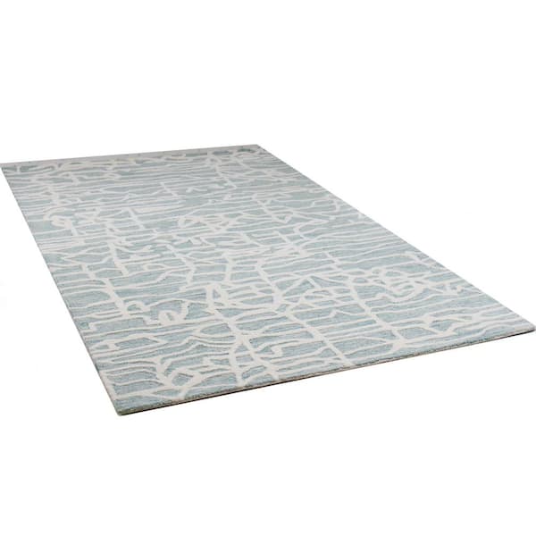 Nilito Teal 5 ft. x 8 ft. (5 ft. x 7 ft. 6 in.) Geometric Transitional Area Rug