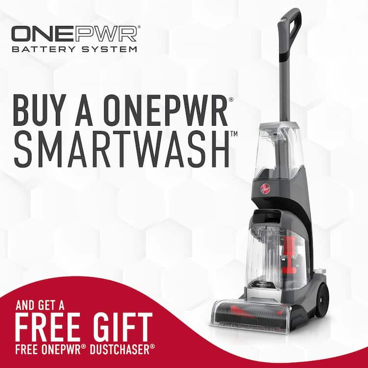 HOOVER ONEPWR SmartWash Automatic Cordless Upright Carpet Cleaner Machine, Deep Clean Carpet Shampooer with Battery and Charger