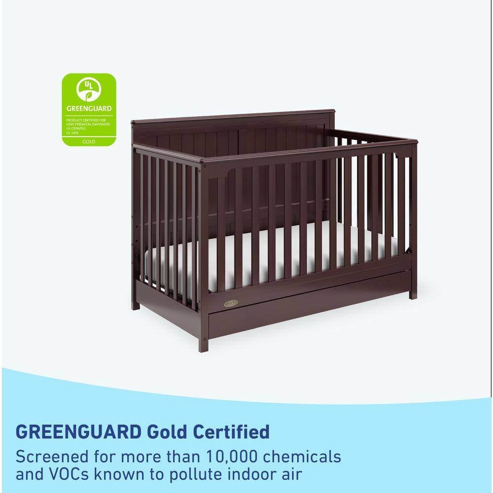 Hadley Espresso Painted Wood 4-in-1 Convertible Crib with Drawer