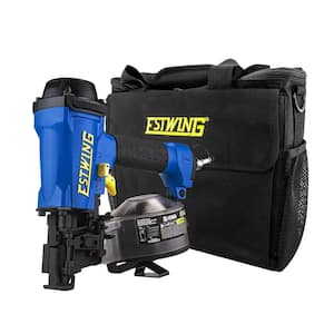 Pneumatic 15 Degree 1-3/4 in. Coil Roofing Nailer with 1/4 in. NPT Industrial Swivel Fitting and Bag