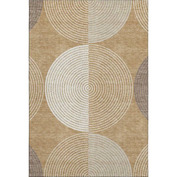Mayfield Premium Machine Washable Abstract AMF2281 Gold 5 ft. x 7 ft. 6 in. Area Rug