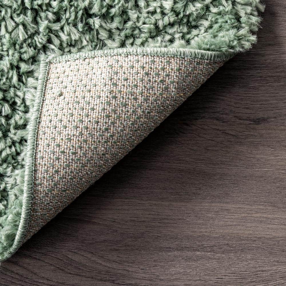 Kara Green Round 6' Thick Shag Synthetic Area Rug