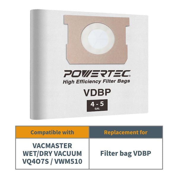 VDBP 4-5 Gallon Dust Filter Bags 3 Pack - Vacmaster