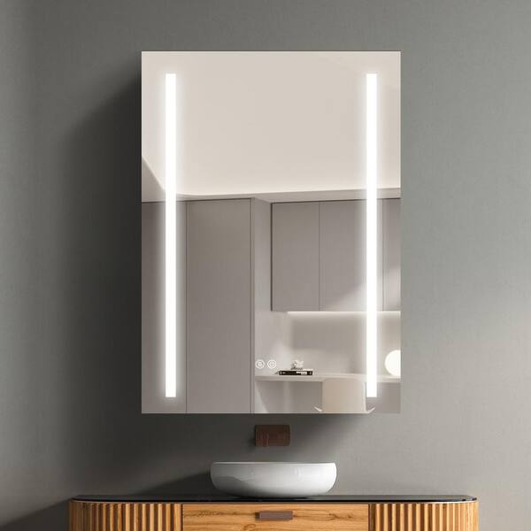 Zeafive 20 in. W x 30 in. H Black Rectangular Tri-view Aluminum 3c  