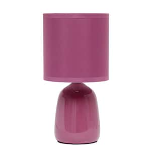 10.04 in. Mauve Tall Traditional Ceramic Thimble Base Bedside Table Desk Lamp with Matching Fabric Shade