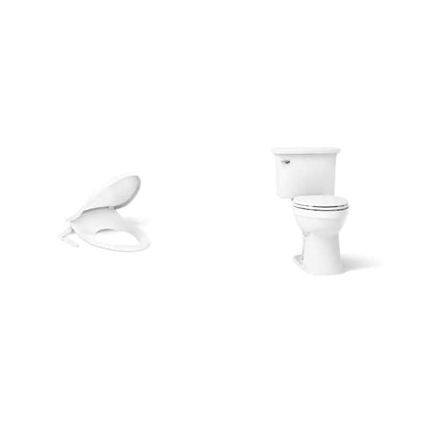 Purewash M250 White Bidet Seat for Elongated Toilets and Elmbrook 12 in. Toilet with Soft Close Seat