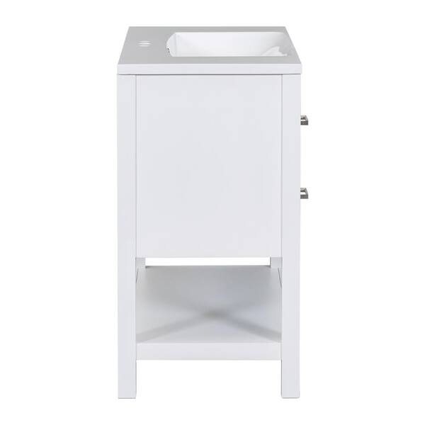 Tileon 36in. W x 18in. D x 32in. H Bath Vanity in White with White Ceramic  Basin Top Bath Storage Cabinet with 2 Door & Drawer AYBSZHD342 - The Home  Depot