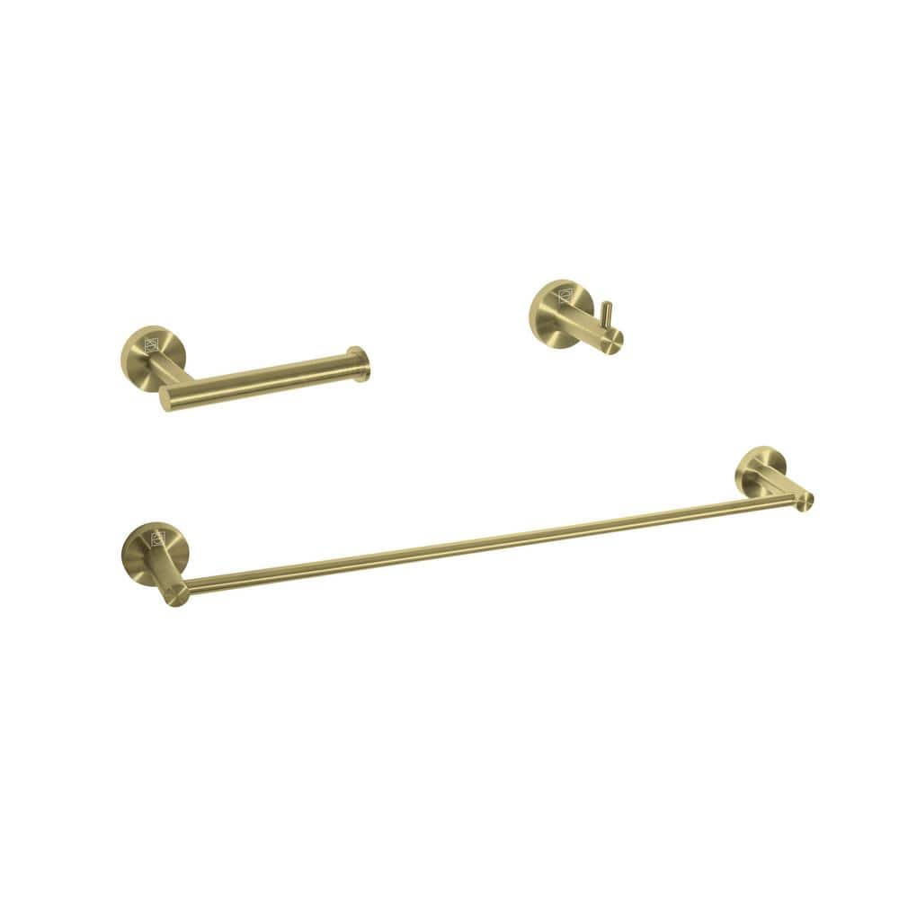 Timeless Home 3-Piece Bath Hardware Set with Mounting Hardware in Brushed G