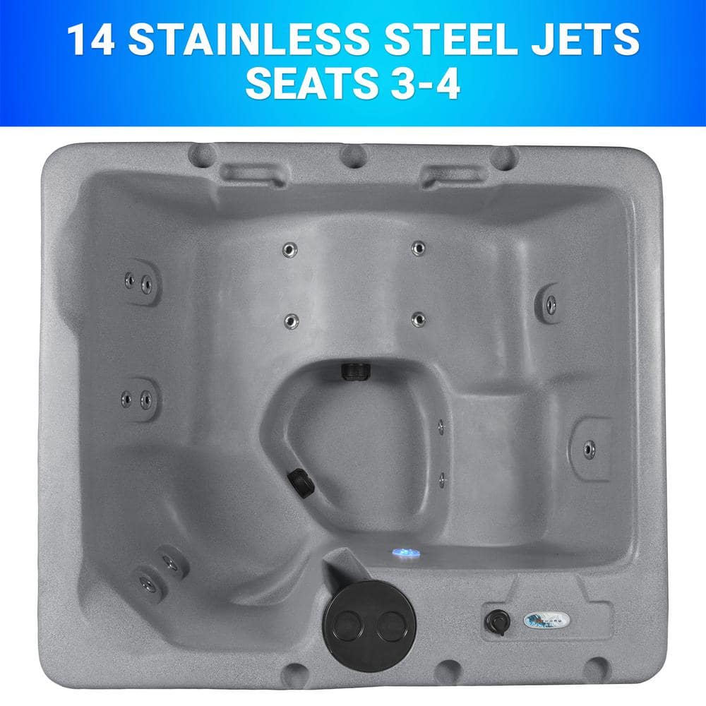 Gray Granite 4-Person Rectangle Plug and Play Hot Tub