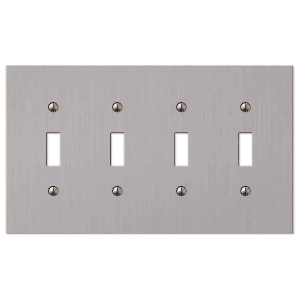 Amerelle 55T4BN Elan Wallplate  4 Toggle  Cast Metal  Brushed Nickel  1-Pack