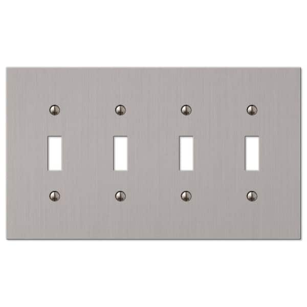 AMERELLE Barnard 4 Gang Toggle Metal Wall Plate - Brushed Nickel