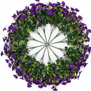 13.78 in Purple/White Indoor/Outdoor Artificial Morning Glory Fake