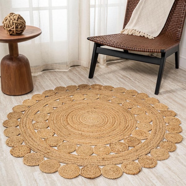 Bodhi Round Natural 3 ft. Jute Hippy Circle Natural Round Area Rug