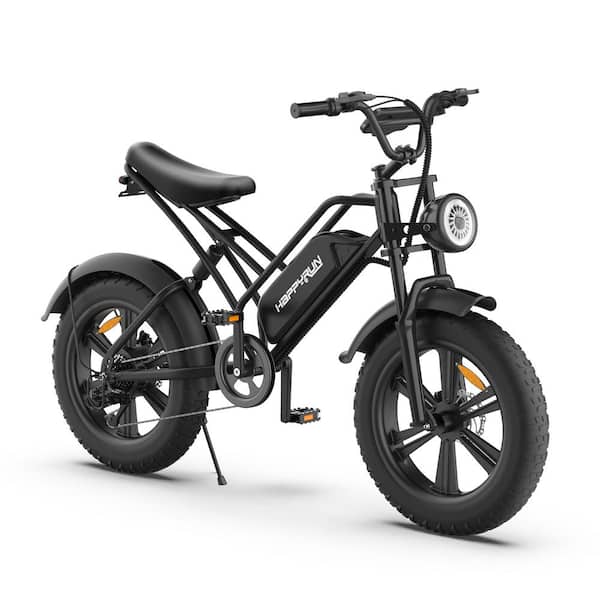 Wildaven 20 in. Fat Tyres Off-road Electric Bike for Adults, 75-Watt Powerful Motor4-Volt 15Ah Removable Lithium Battery, Black