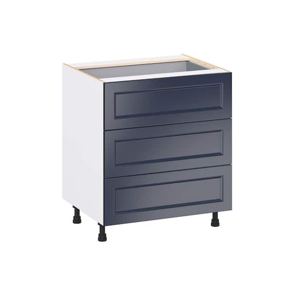 J COLLECTION Laramie 30 in. W x 24 in. D x 34.5 in. H Assembled Drawer Base Kitchen Cabinet in Painted Blue with 4 Drawers