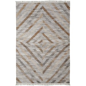 Gray and Ivory Geometric 10 ft. x 13 ft. Area Rug