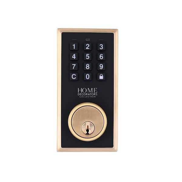 Knurled Brushed Gold Electronic Keypad Single Cylinder Deadbolt