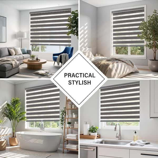 Aosky Zebra Blinds Cordless Shades-Dual Layer Light Filtering, Day