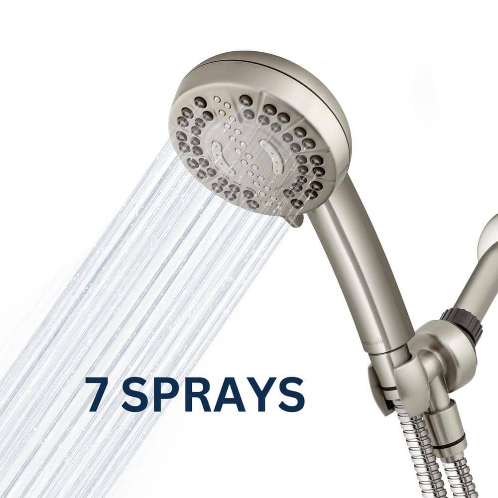 Brushed Nickel 7-Spray Wall Mounted Handheld Shower Head